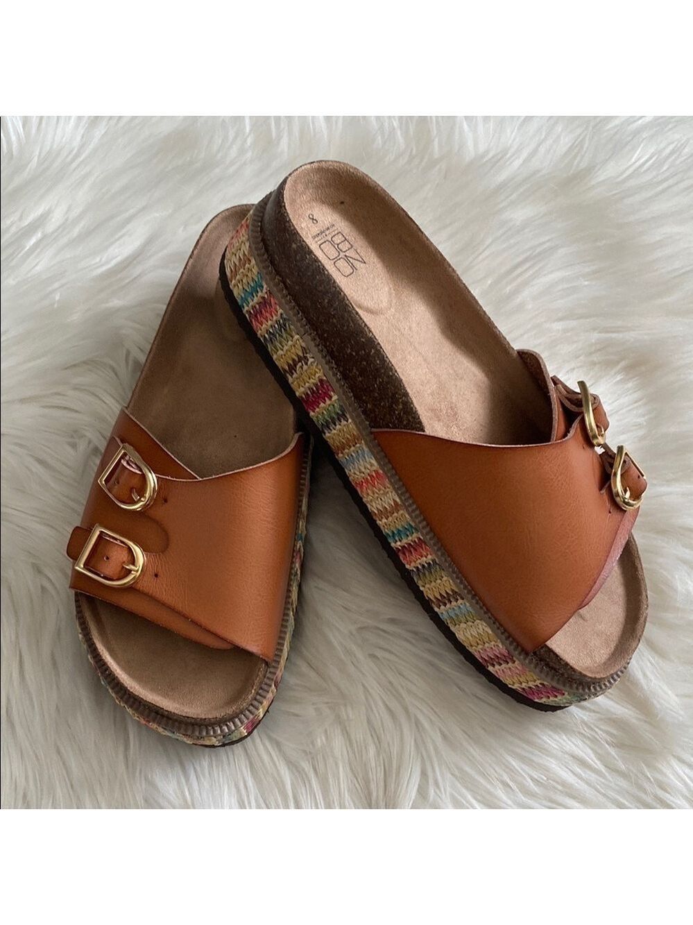NWOT Nobo Women's Tan Sandals with Buckle Detail